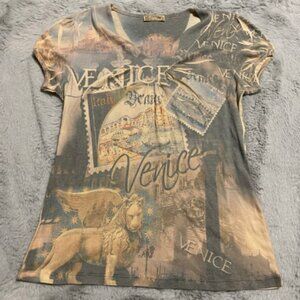 Y2k Venice Bedazzled Women's V neck Shirt